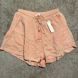 Pink & Tan Swiss Dot Shorts